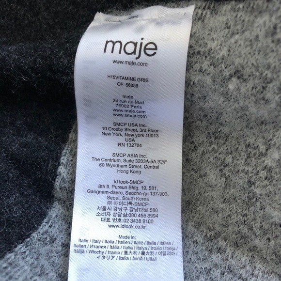 Maje Woven Block Panel Wool Blend Poncho - Picture 8 of 12